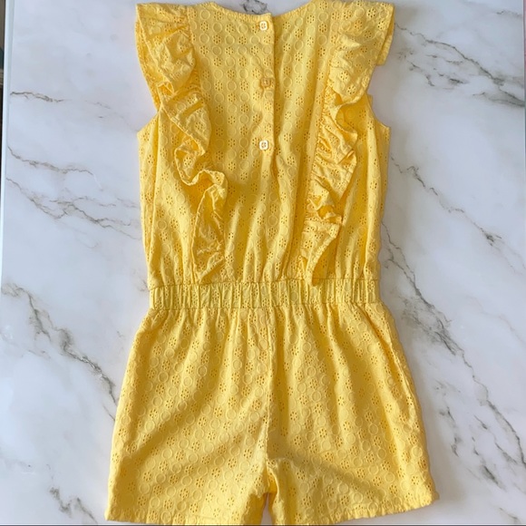 Toddler Girl’s Yellow Eyelet Romper - Picture 3 of 6